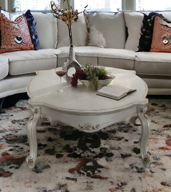54" Pearl Solid And Manufactured Wood And Polyresin Coffee Table - Image 3