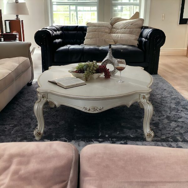 54" Pearl Solid And Manufactured Wood And Polyresin Coffee Table - Image 2