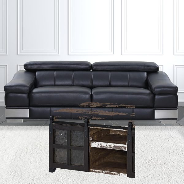 47" Black And Rustic Oak Manufactured Wood Rectangular Coffee Table With Shelf - Image 3