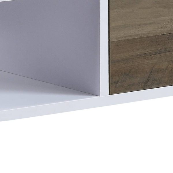 44" Black And White Melamine Veneer And Metal Rectangular Coffee Table With Drawer And Shelf - Image 4