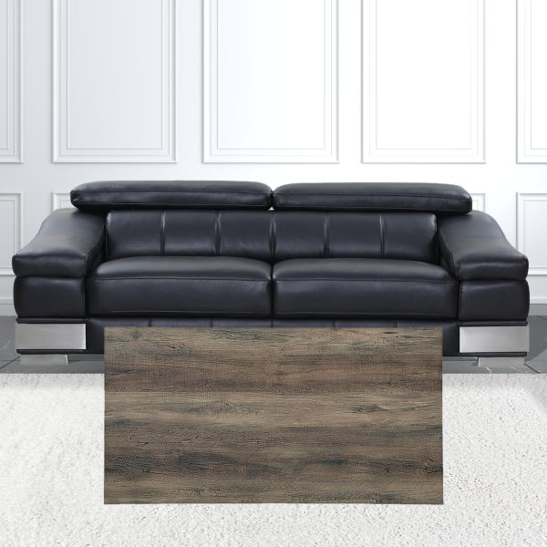 42" Black And Rustic Oak Rectangular Coffee Table With Two Shelves - Image 3