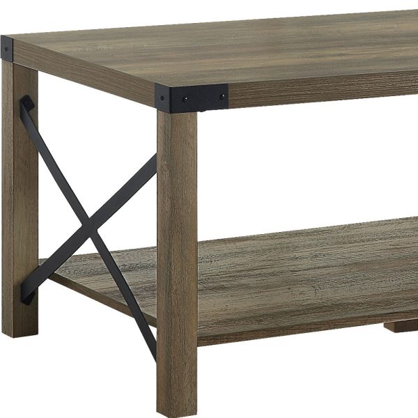 47" Oak Coffee Table With Shelf - Image 4