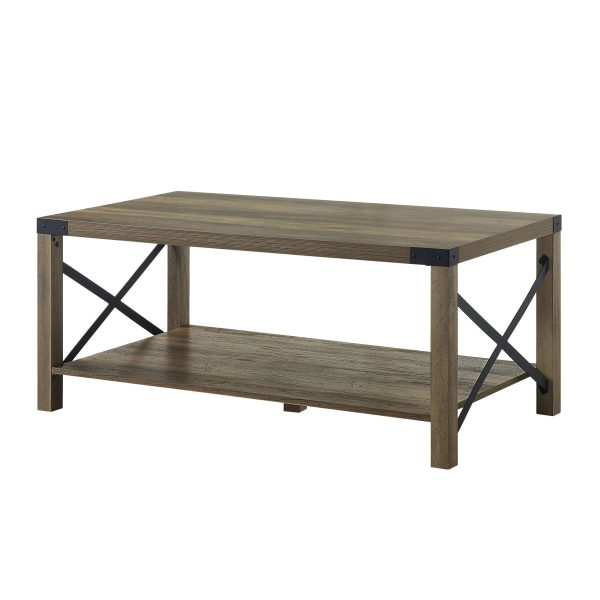 47" Oak Coffee Table With Shelf - Image 2