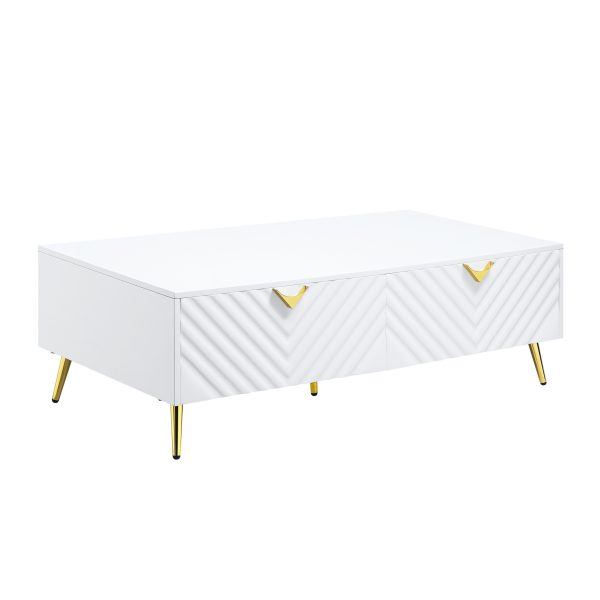 53" White Metal Coffee Table With Four Drawers - Image 2