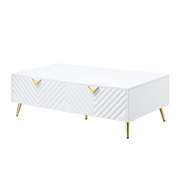 53" White Metal Coffee Table With Four Drawers - Image 3