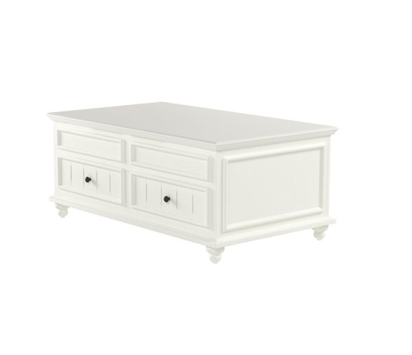 48" White Lift Top Coffee Table With Two Drawers - Image 3