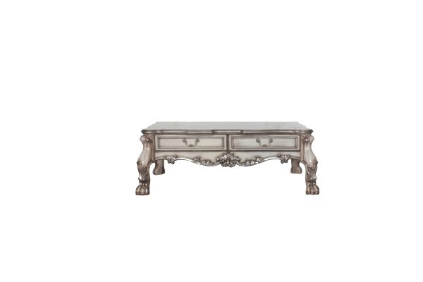 57" Bone Solid And Manufactured Wood Coffee Table With Two Drawers - Image 3