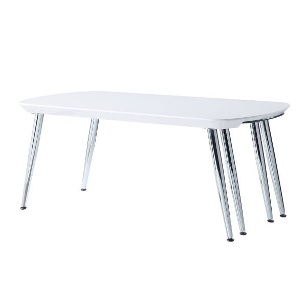 47" White Clear And Silver Wood And Glass Extendable Coffee Table - Image 3