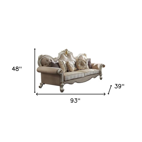 93" Pearl Velvet Sofa And Toss Pillows - Image 4