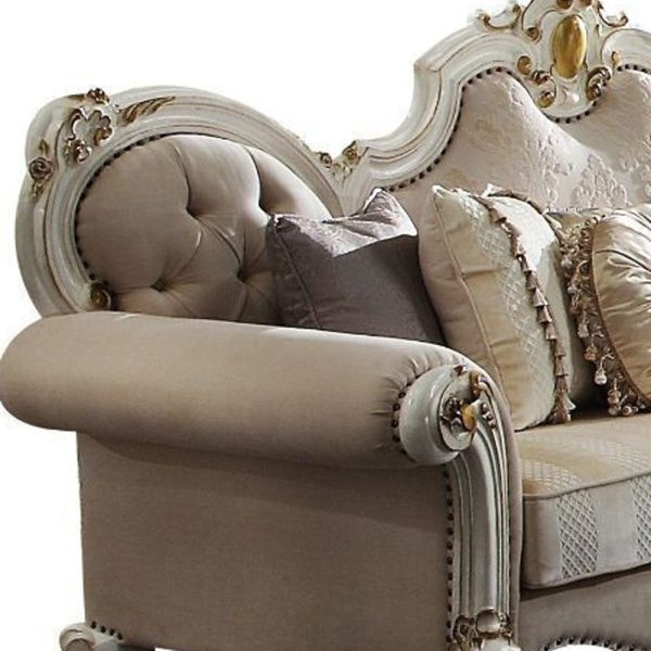 93" Pearl Velvet Sofa And Toss Pillows - Image 3