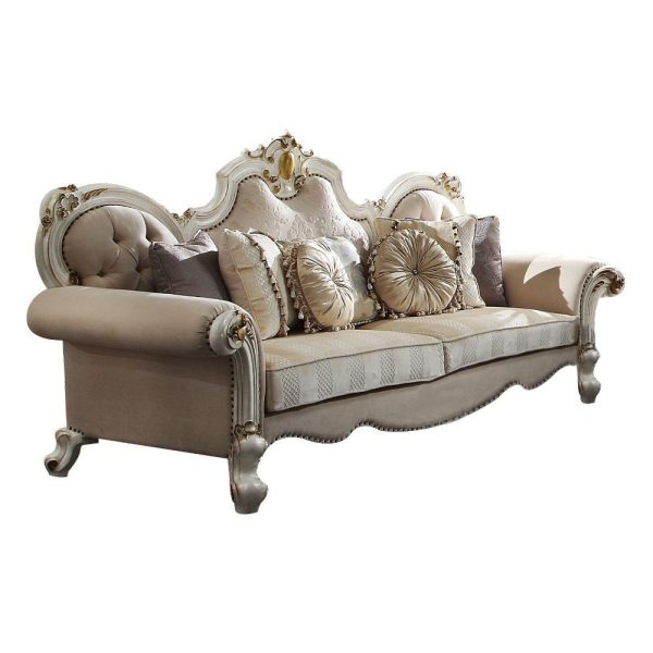93" Pearl Velvet Sofa And Toss Pillows - Image 2