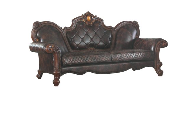 93" Dark Brown Faux Leather Sofa And Toss Pillows - Image 2