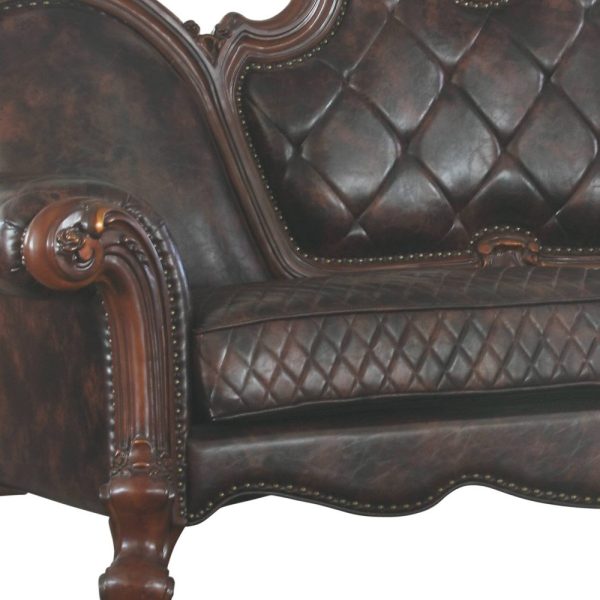 93" Dark Brown Faux Leather Sofa And Toss Pillows - Image 3