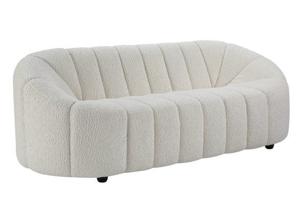 84" White Sherpa Sofa With Black Legs - Image 2