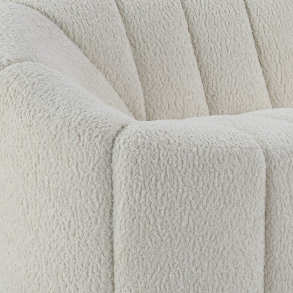 84" White Sherpa Sofa With Black Legs - Image 3