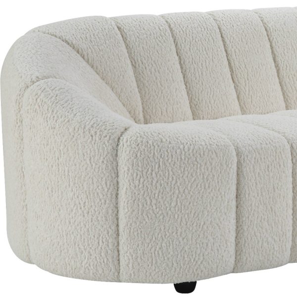 84" White Sherpa Sofa With Black Legs - Image 4