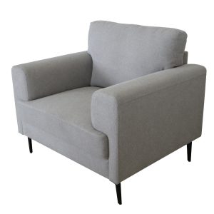 41" Light Gray And Black Linen Arm Chair