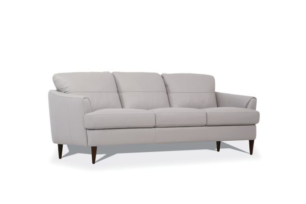 83" Pearl Leather Sofa With Black Legs - Image 2