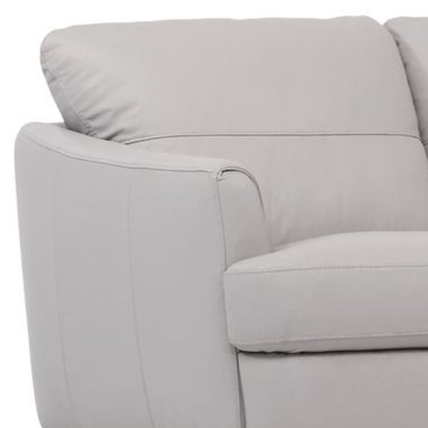 83" Pearl Leather Sofa With Black Legs - Image 3