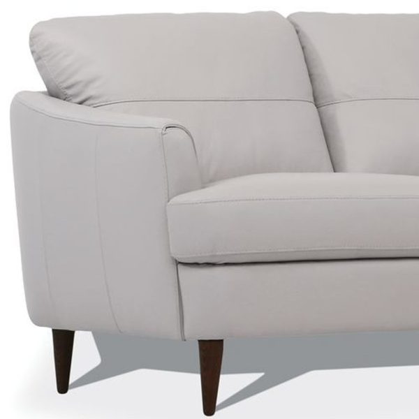 83" Pearl Leather Sofa With Black Legs - Image 4