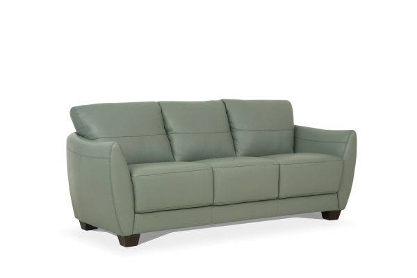 79" Tea Green Leather Sofa With Black Legs - Image 2