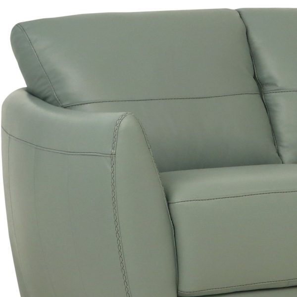 79" Tea Green Leather Sofa With Black Legs - Image 3