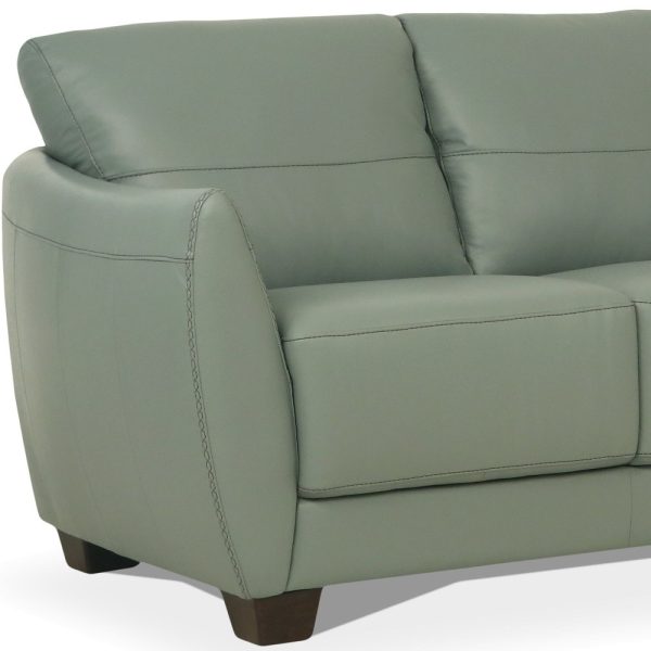 79" Tea Green Leather Sofa With Black Legs - Image 4