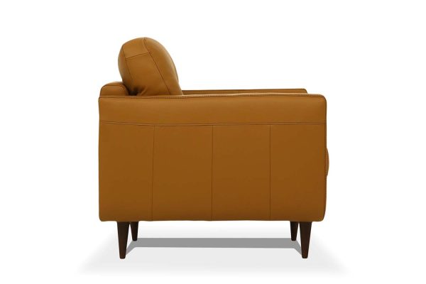83" Orange Leather Sofa With Black Legs - Image 4