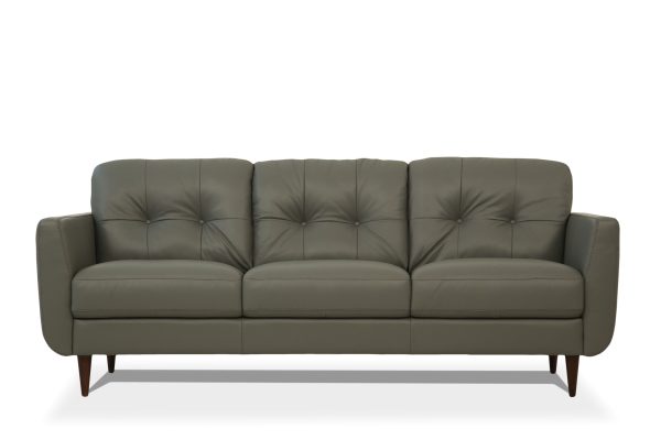 83" Green Leather Sofa With Black Legs - Image 2