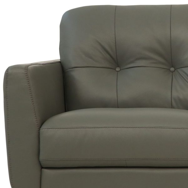 83" Green Leather Sofa With Black Legs - Image 3