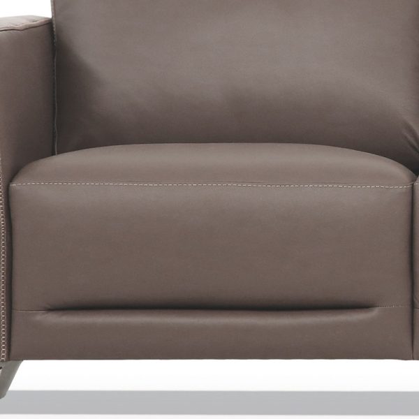 83" Taupe Leather Sofa With Black Legs - Image 3
