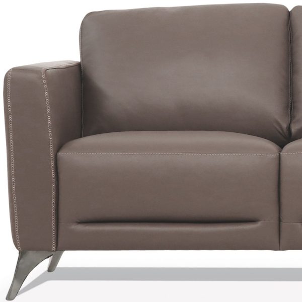 83" Taupe Leather Sofa With Black Legs - Image 4