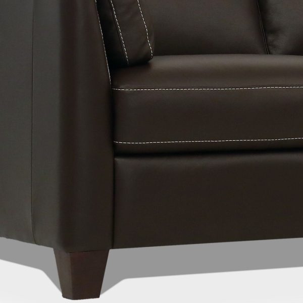 81" Chocolate Leather Sofa With Black Legs - Image 3