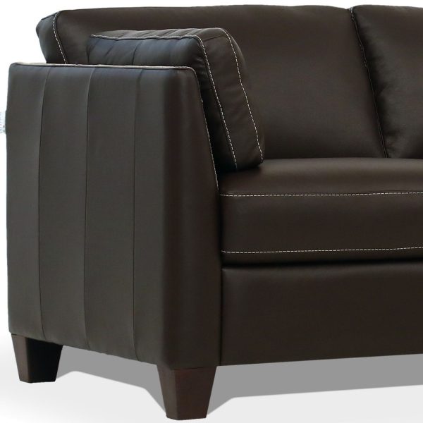 81" Chocolate Leather Sofa With Black Legs - Image 4