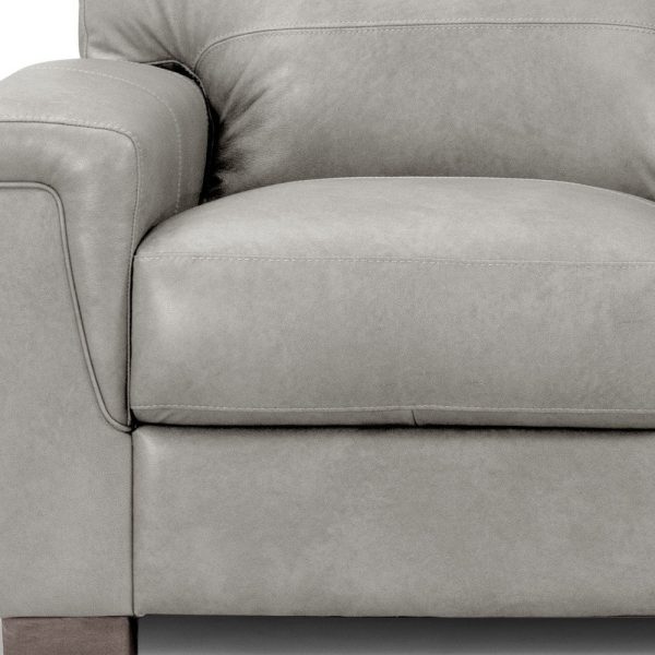 91" Gray Leather Sofa With Black Legs - Image 4