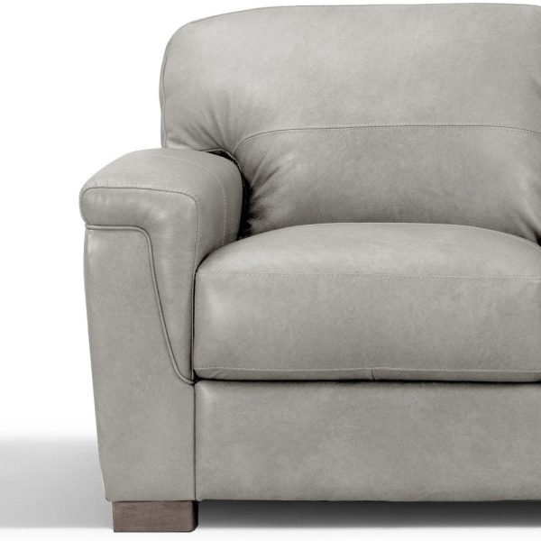 91" Gray Leather Sofa With Black Legs - Image 3