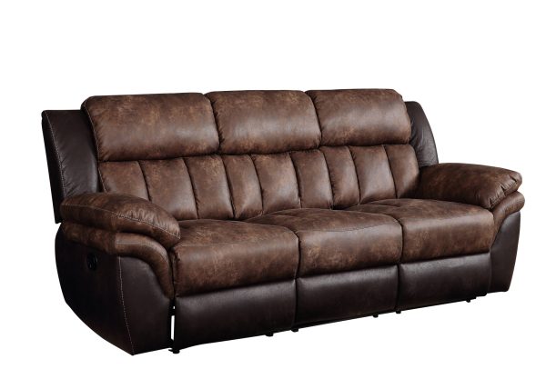 91" Espresso Microfiber Reclining Sofa With Black Legs - Image 2