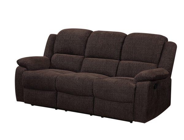 79" Brown Chenille Reclining Sofa With Black Legs - Image 2