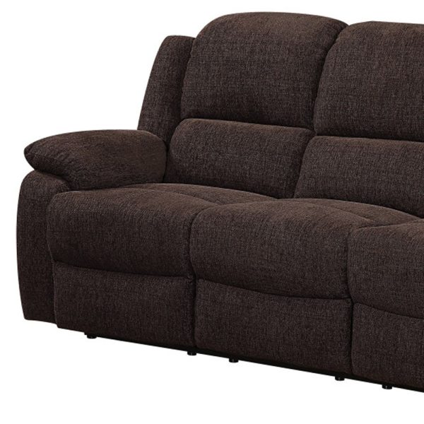 79" Brown Chenille Reclining Sofa With Black Legs - Image 3