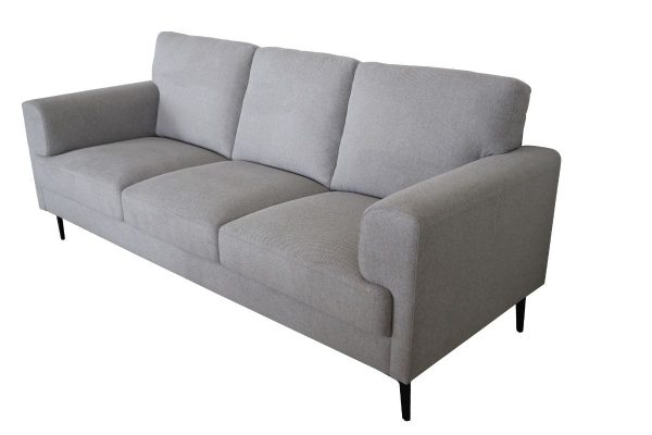 84" Light Gray Linen Sofa With Black Legs - Image 2