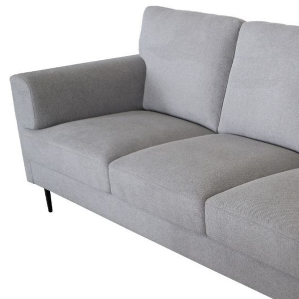 84" Light Gray Linen Sofa With Black Legs - Image 3