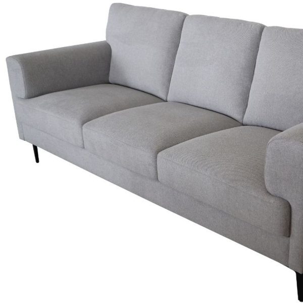 84" Light Gray Linen Sofa With Black Legs - Image 4