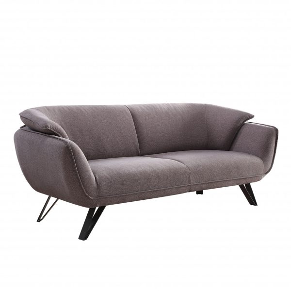 78" Gray Linen Sofa With Black Legs - Image 3