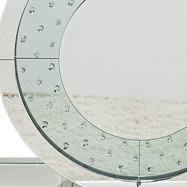 47" Silver Mirrored Glass Pedestal Console Table - Image 3