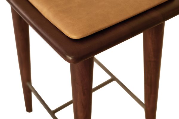 24" Cream And Brown Solid Wood Backless Counter Height Bar Chair - Image 4