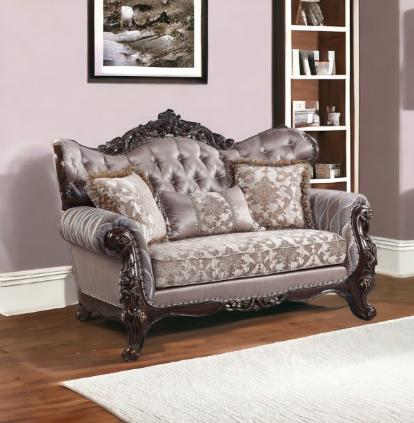 70" Pink And Brown Loveseat and Toss Pillows - Image 2