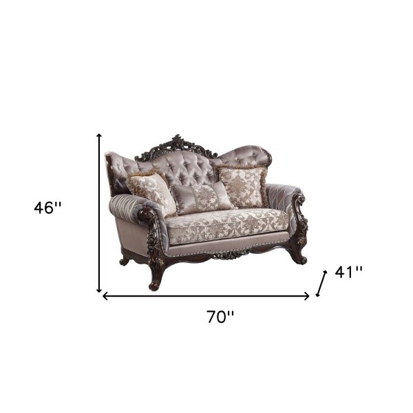 70" Pink And Brown Loveseat and Toss Pillows - Image 4