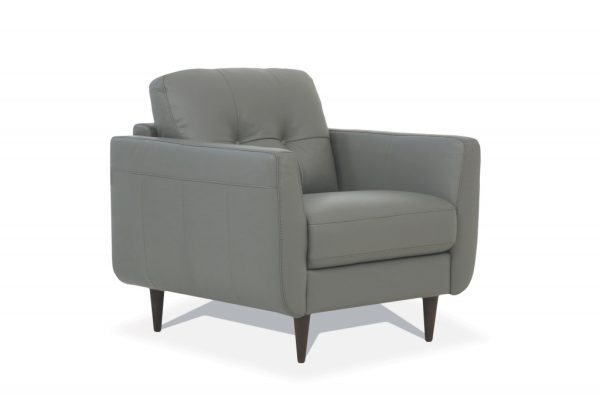 35" Pesto Green Genuine Leather And Black Tufted Arm Chair - Image 2