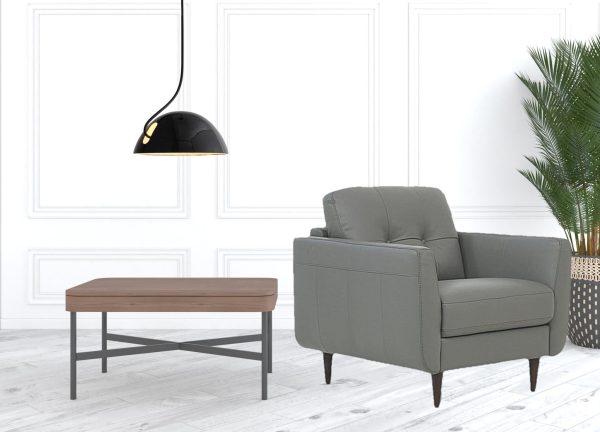 35" Pesto Green Genuine Leather And Black Tufted Arm Chair - Image 3