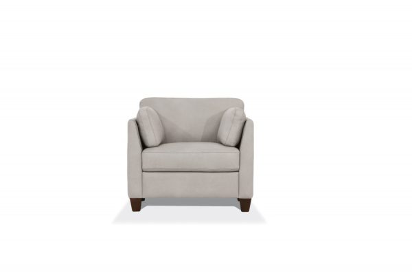 36" Dusty White Genuine Leather And Black Arm Chair - Image 2